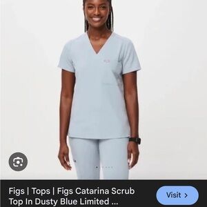 Figs Catarina Scrub Top in Soft Blue